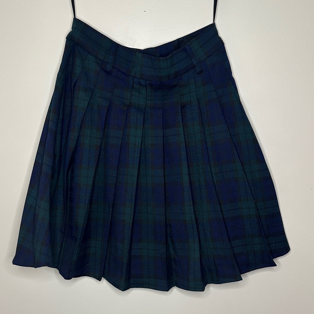 Collectif Tartan Mini Skirt - Navy and Green